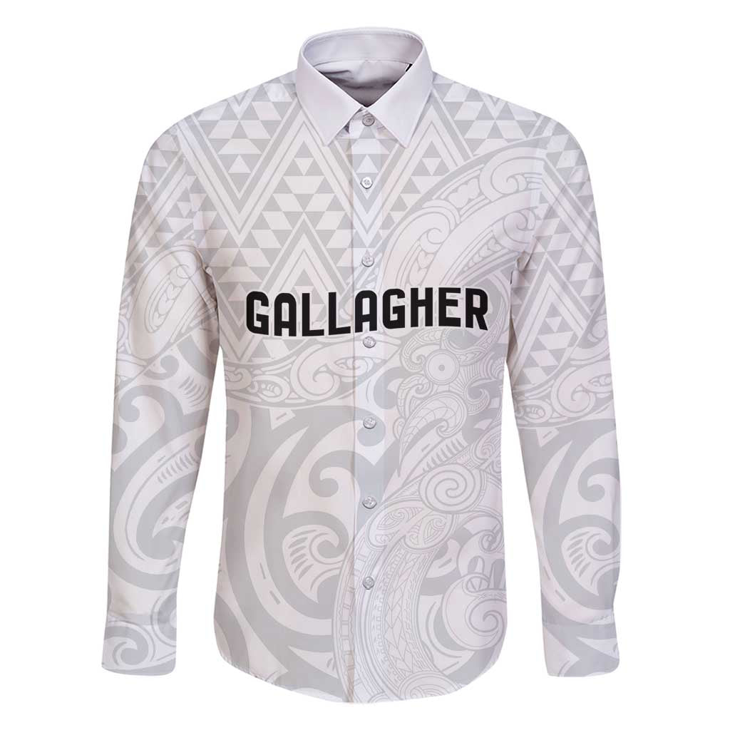 New Zealand Rangatira Custom Family Matching Summer Maxi Dress and Hawaiian Shirt All White Niho Taniwha Maori Tribal LT9 Dad's Shirt - Long Sleeve White - Polynesian Pride