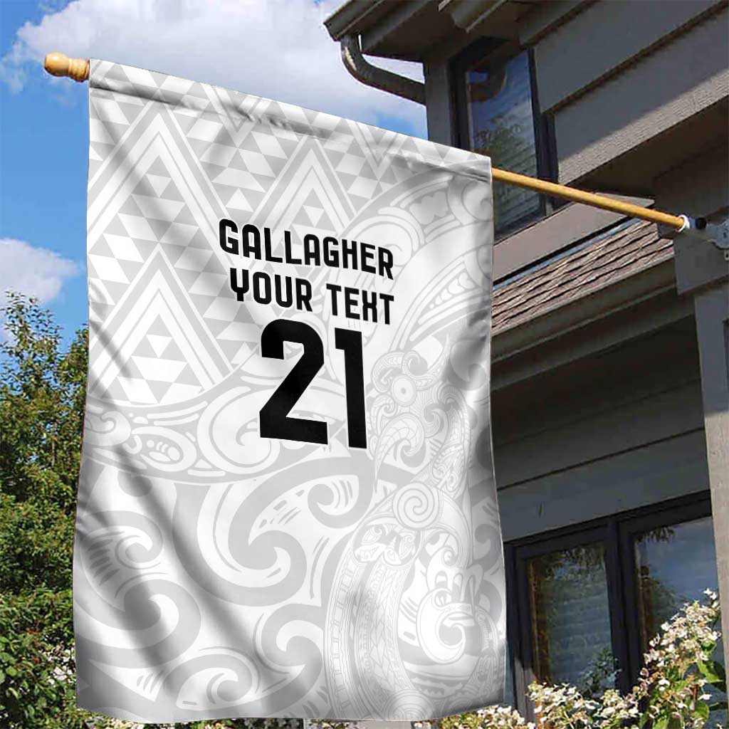 New Zealand Rangatira Custom Garden Flag All White Niho Taniwha Maori Tribal LT9 - Polynesian Pride