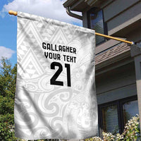 New Zealand Rangatira Custom Garden Flag All White Niho Taniwha Maori Tribal LT9 - Polynesian Pride