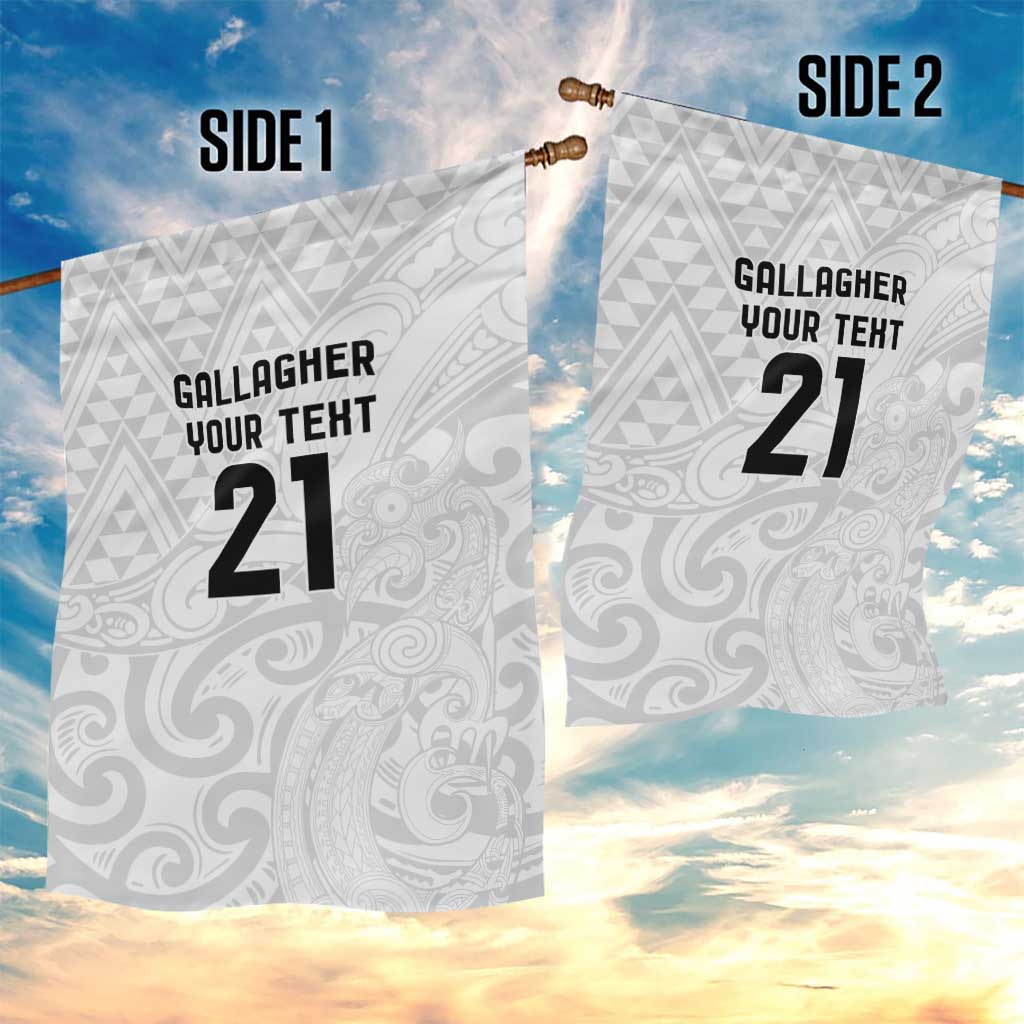 New Zealand Rangatira Custom Garden Flag All White Niho Taniwha Maori Tribal LT9 - Polynesian Pride