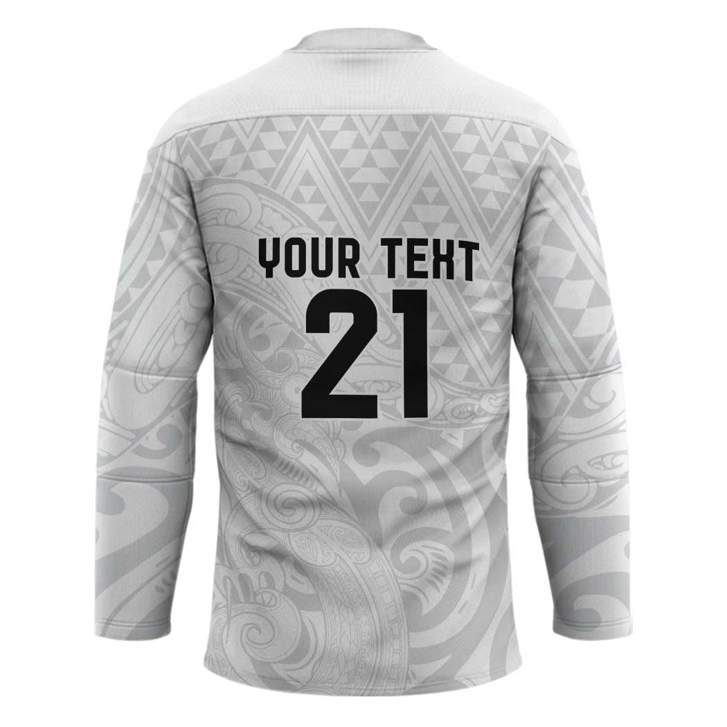 New Zealand Rangatira Custom Hockey Jersey All White Niho Taniwha Maori Tribal LT9 - Polynesian Pride