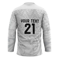 New Zealand Rangatira Custom Hockey Jersey All White Niho Taniwha Maori Tribal LT9 - Polynesian Pride
