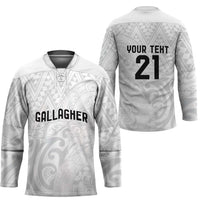 New Zealand Rangatira Custom Hockey Jersey All White Niho Taniwha Maori Tribal LT9 - Polynesian Pride