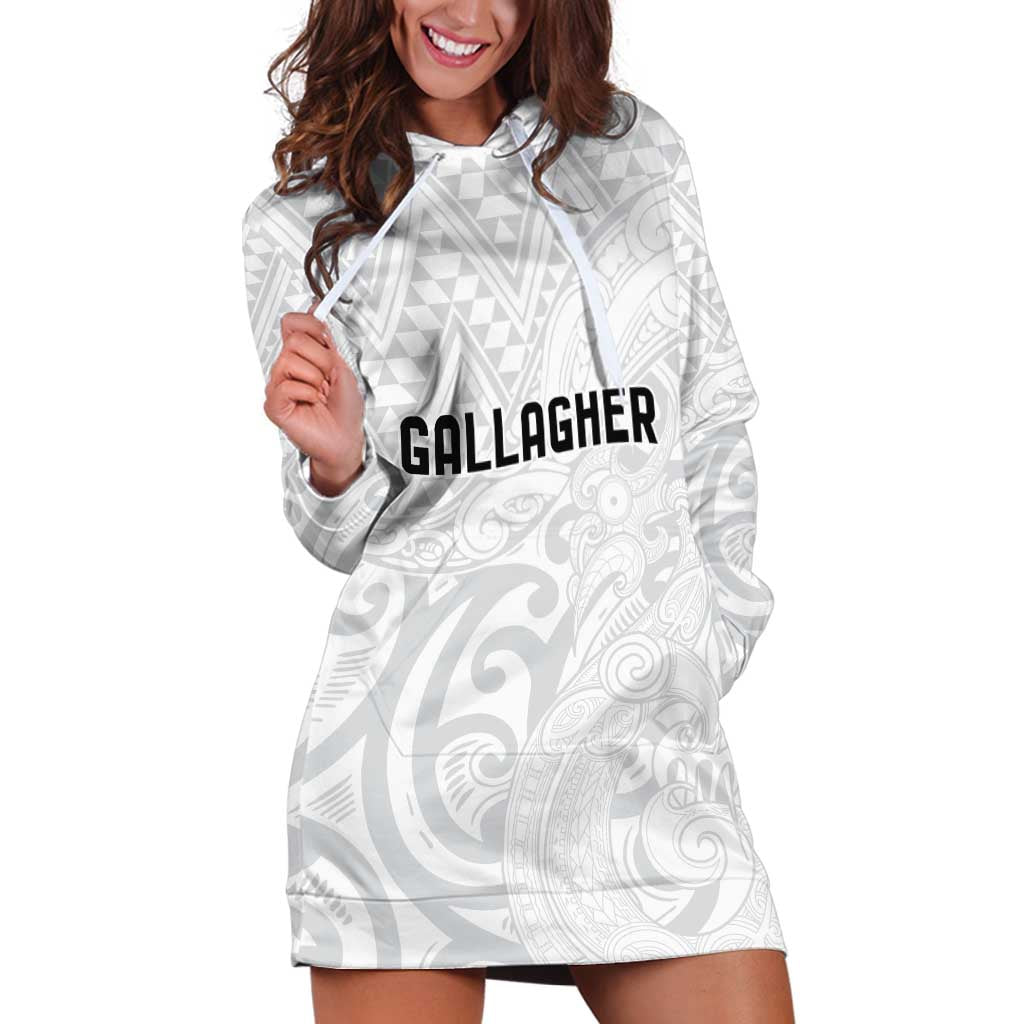 New Zealand Rangatira Custom Hoodie Dress All White Niho Taniwha Maori Tribal