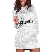 New Zealand Rangatira Custom Hoodie Dress All White Niho Taniwha Maori Tribal LT9 White - Polynesian Pride