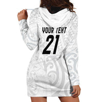 New Zealand Rangatira Custom Hoodie Dress All White Niho Taniwha Maori Tribal LT9 - Polynesian Pride