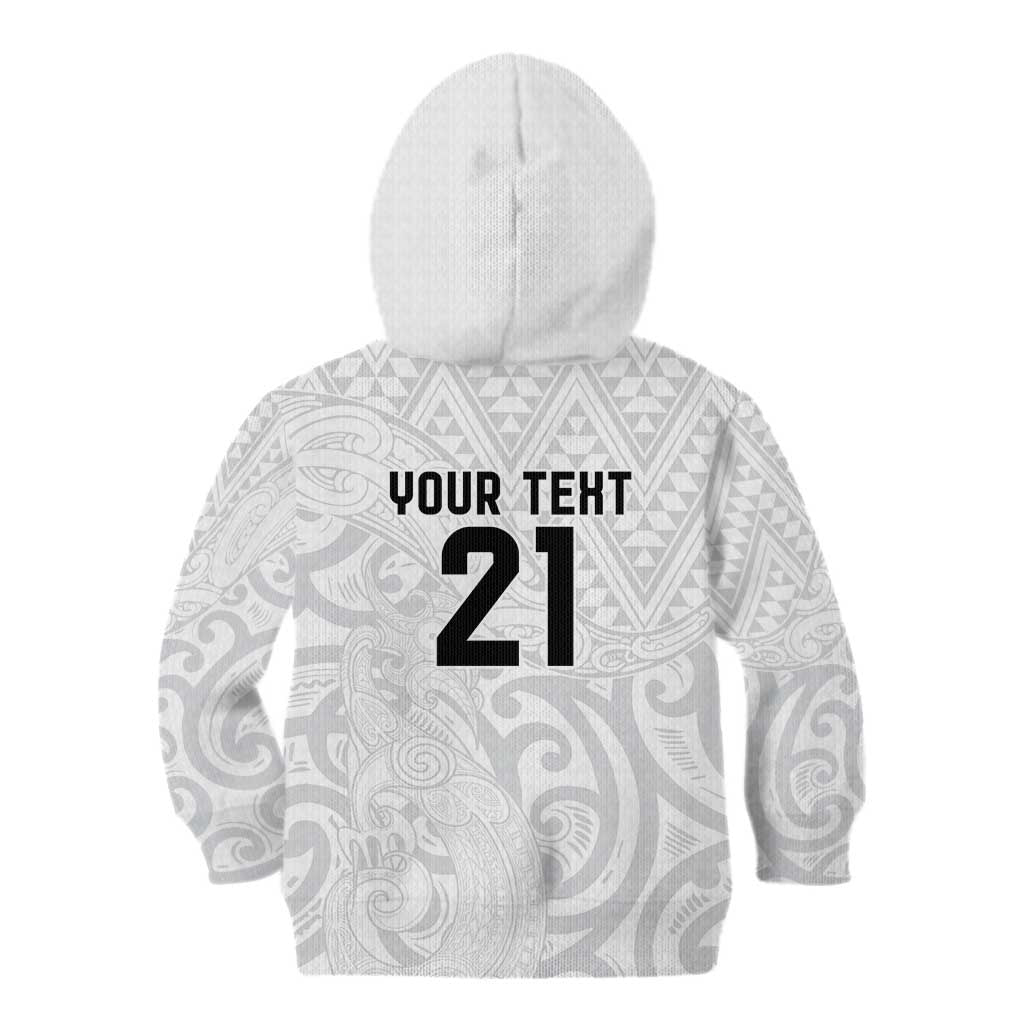 New Zealand Rangatira Custom Kid Hoodie All White Niho Taniwha Maori Tribal LT9 - Polynesian Pride