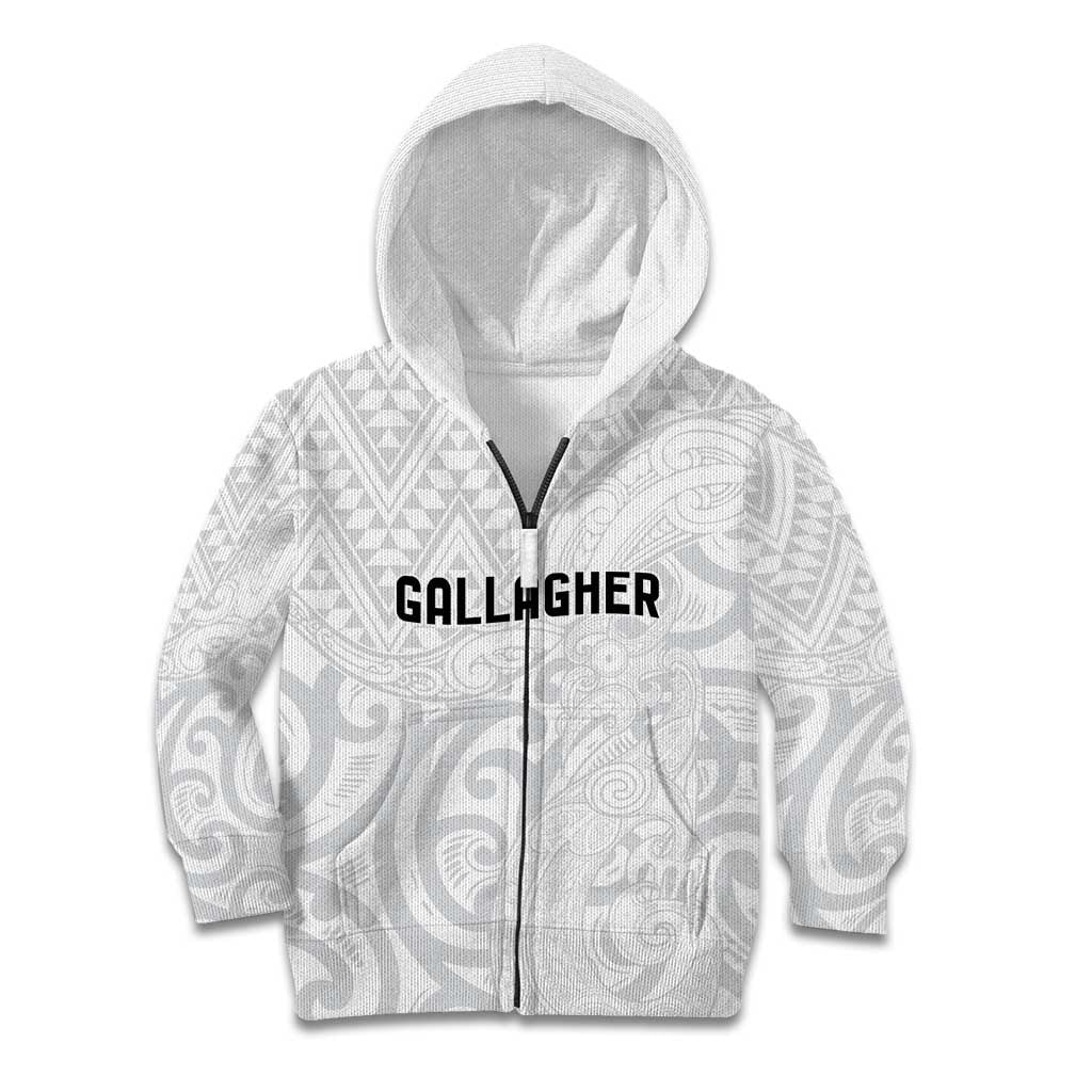 New Zealand Rangatira Custom Kid Hoodie All White Niho Taniwha Maori Tribal LT9 Zip Hoodie White - Polynesian Pride
