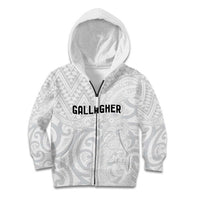 New Zealand Rangatira Custom Kid Hoodie All White Niho Taniwha Maori Tribal LT9 Zip Hoodie White - Polynesian Pride
