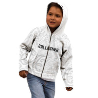 New Zealand Rangatira Custom Kid Hoodie All White Niho Taniwha Maori Tribal LT9 - Polynesian Pride