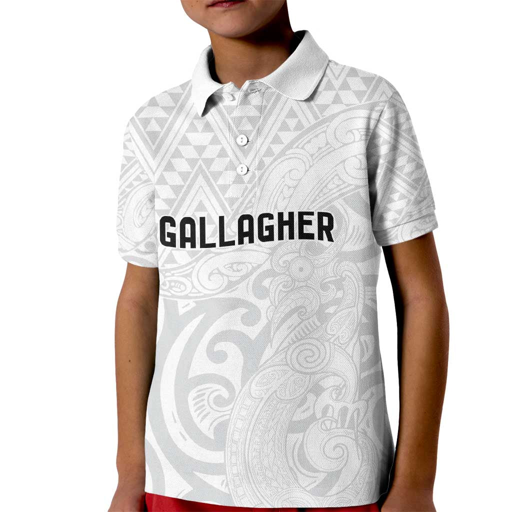 New Zealand Rangatira Custom Kid Polo Shirt All White Niho Taniwha Maori Tribal LT9 Kid White - Polynesian Pride