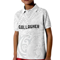 New Zealand Rangatira Custom Kid Polo Shirt All White Niho Taniwha Maori Tribal LT9 Kid White - Polynesian Pride
