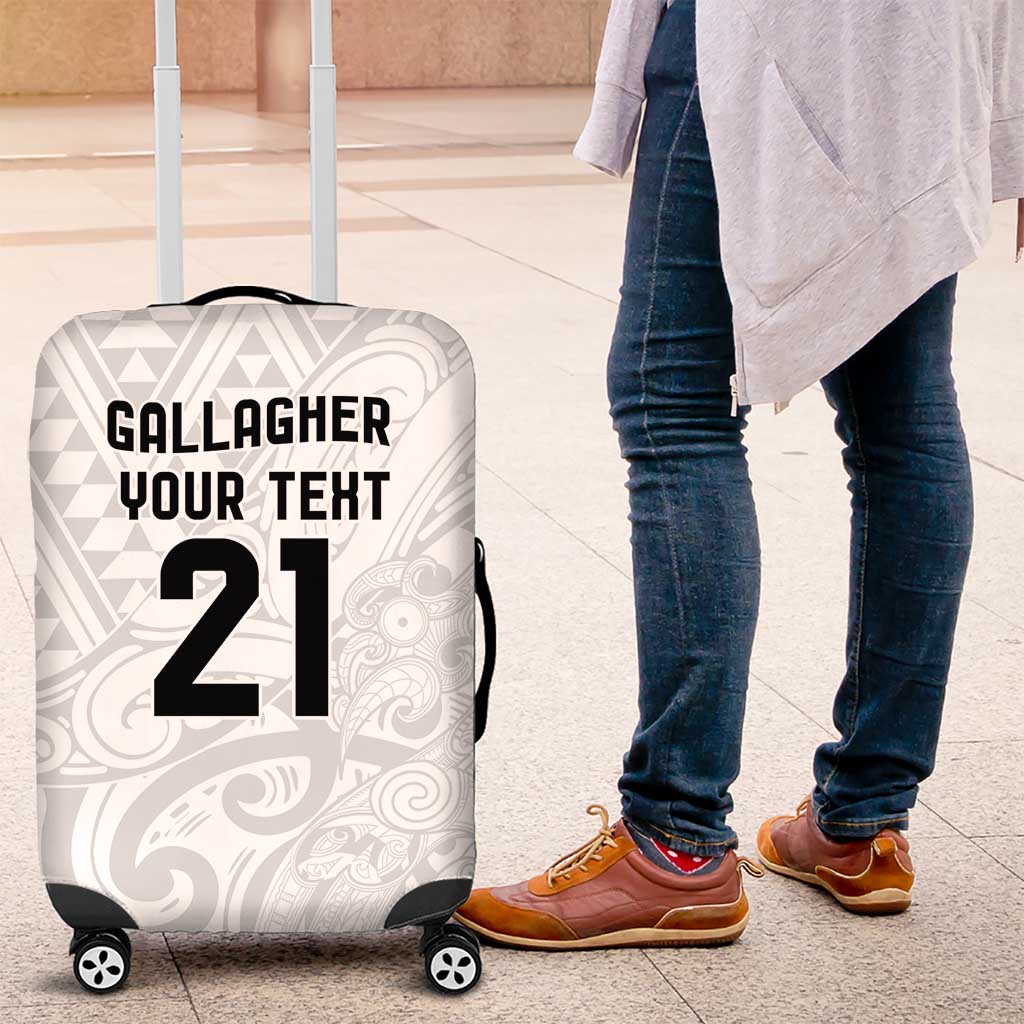 New Zealand Rangatira Custom Luggage Cover All White Niho Taniwha Maori Tribal LT9 White - Polynesian Pride