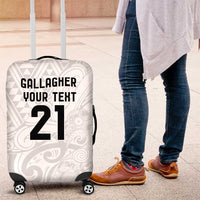 New Zealand Rangatira Custom Luggage Cover All White Niho Taniwha Maori Tribal LT9 White - Polynesian Pride