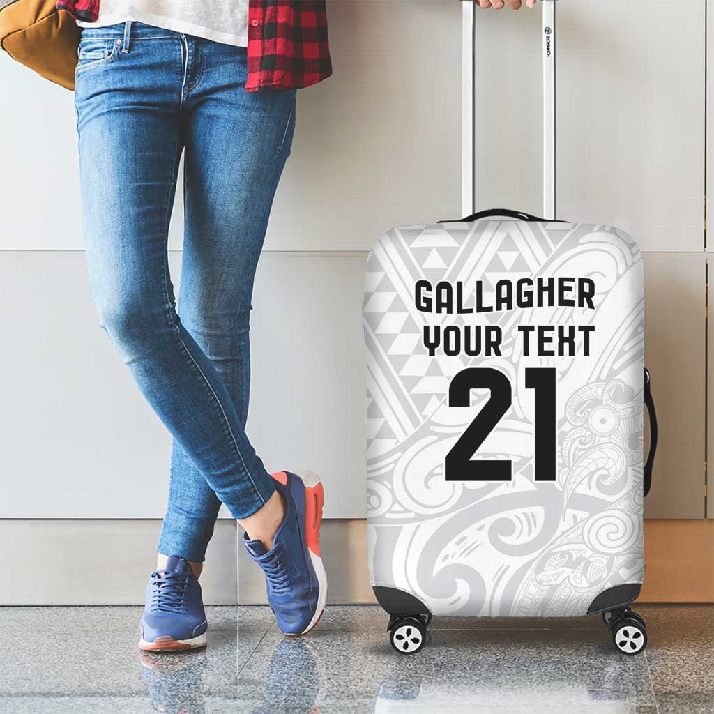 New Zealand Rangatira Custom Luggage Cover All White Niho Taniwha Maori Tribal LT9 - Polynesian Pride