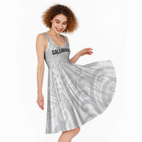 New Zealand Rangatira Custom Midi Dress All White Niho Taniwha Maori Tribal LT9 - Polynesian Pride