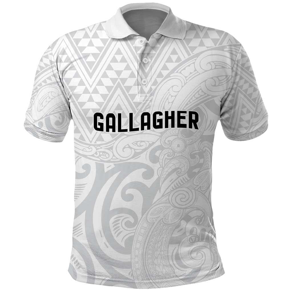New Zealand Rangatira Custom Polo Shirt All White Niho Taniwha Maori Tribal LT9 White - Polynesian Pride