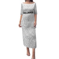 New Zealand Rangatira Custom Puletasi All White Niho Taniwha Maori Tribal