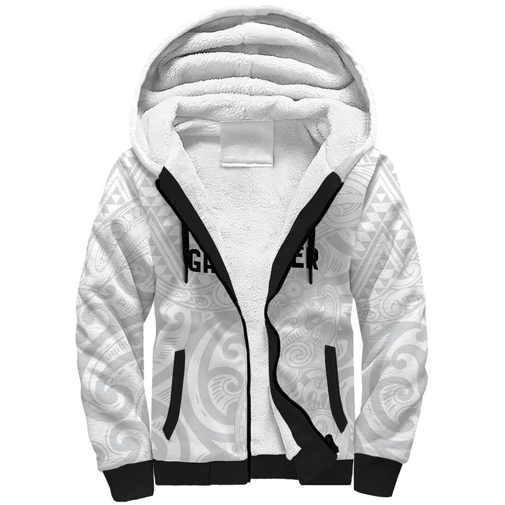 New Zealand Rangatira Custom Sherpa Hoodie All White Niho Taniwha Maori Tribal LT9 Unisex White - Polynesian Pride