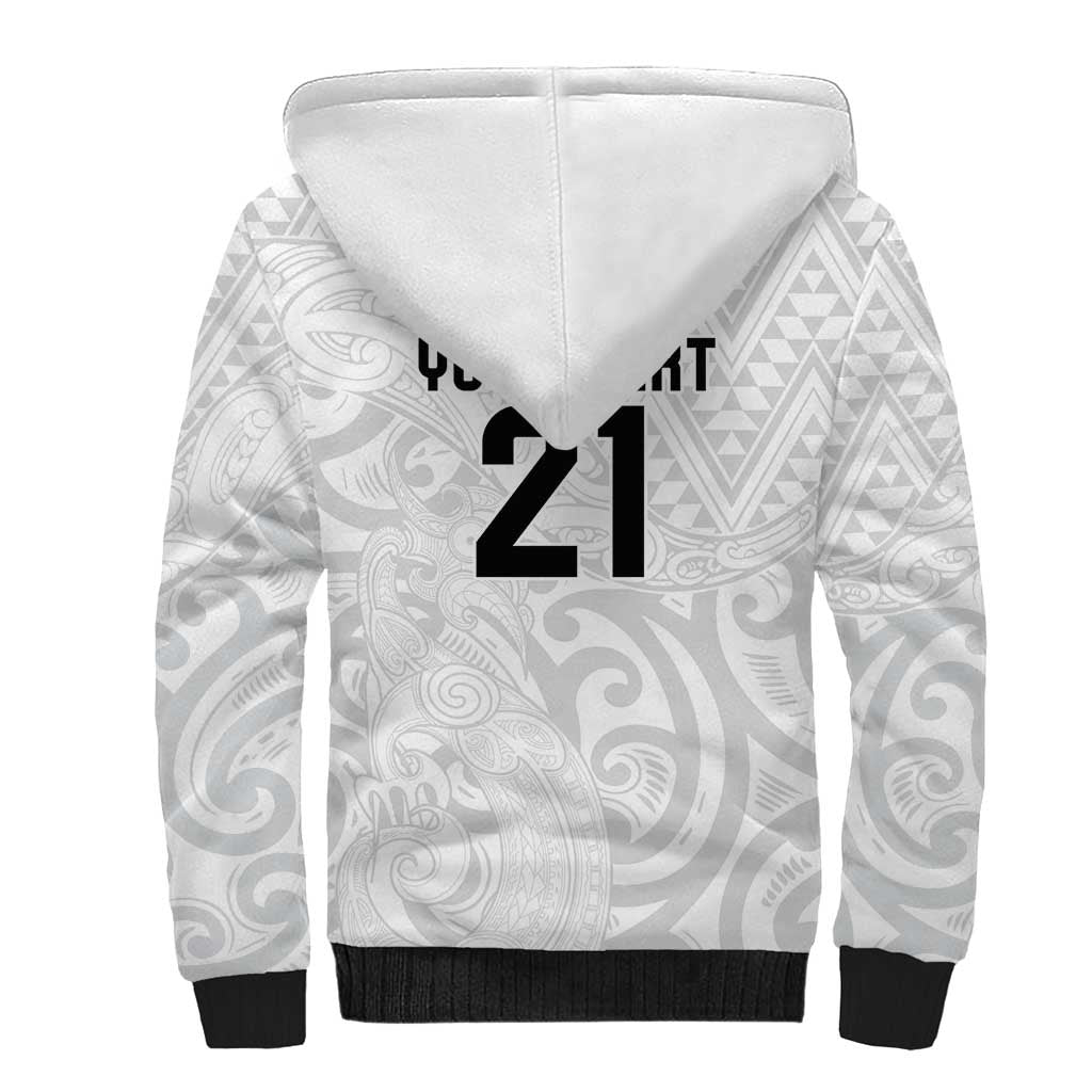 New Zealand Rangatira Custom Sherpa Hoodie All White Niho Taniwha Maori Tribal LT9 - Polynesian Pride