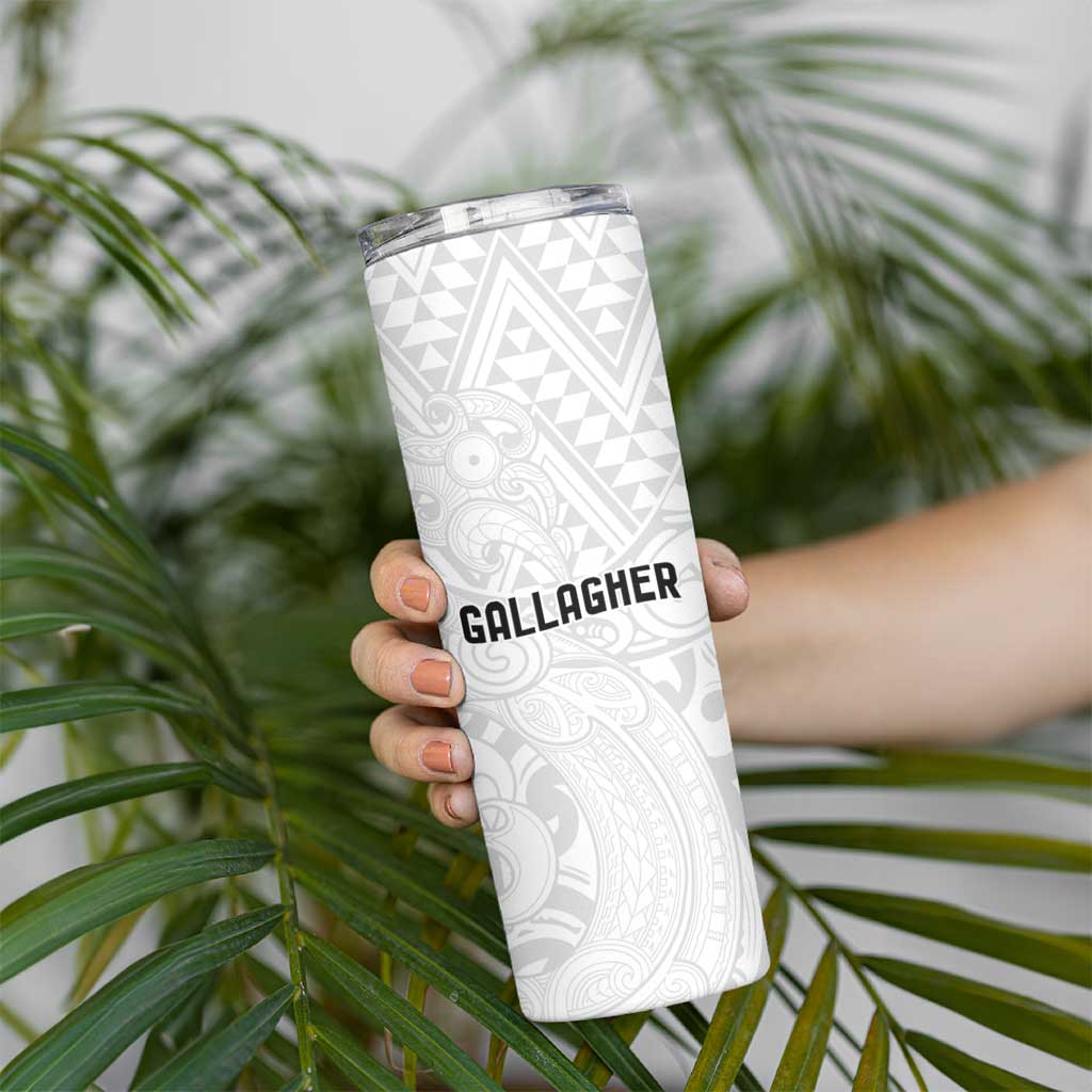 New Zealand Rangatira Custom Skinny Tumbler All White Niho Taniwha Maori Tribal LT9 - Polynesian Pride