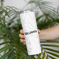 New Zealand Rangatira Custom Skinny Tumbler All White Niho Taniwha Maori Tribal LT9 - Polynesian Pride