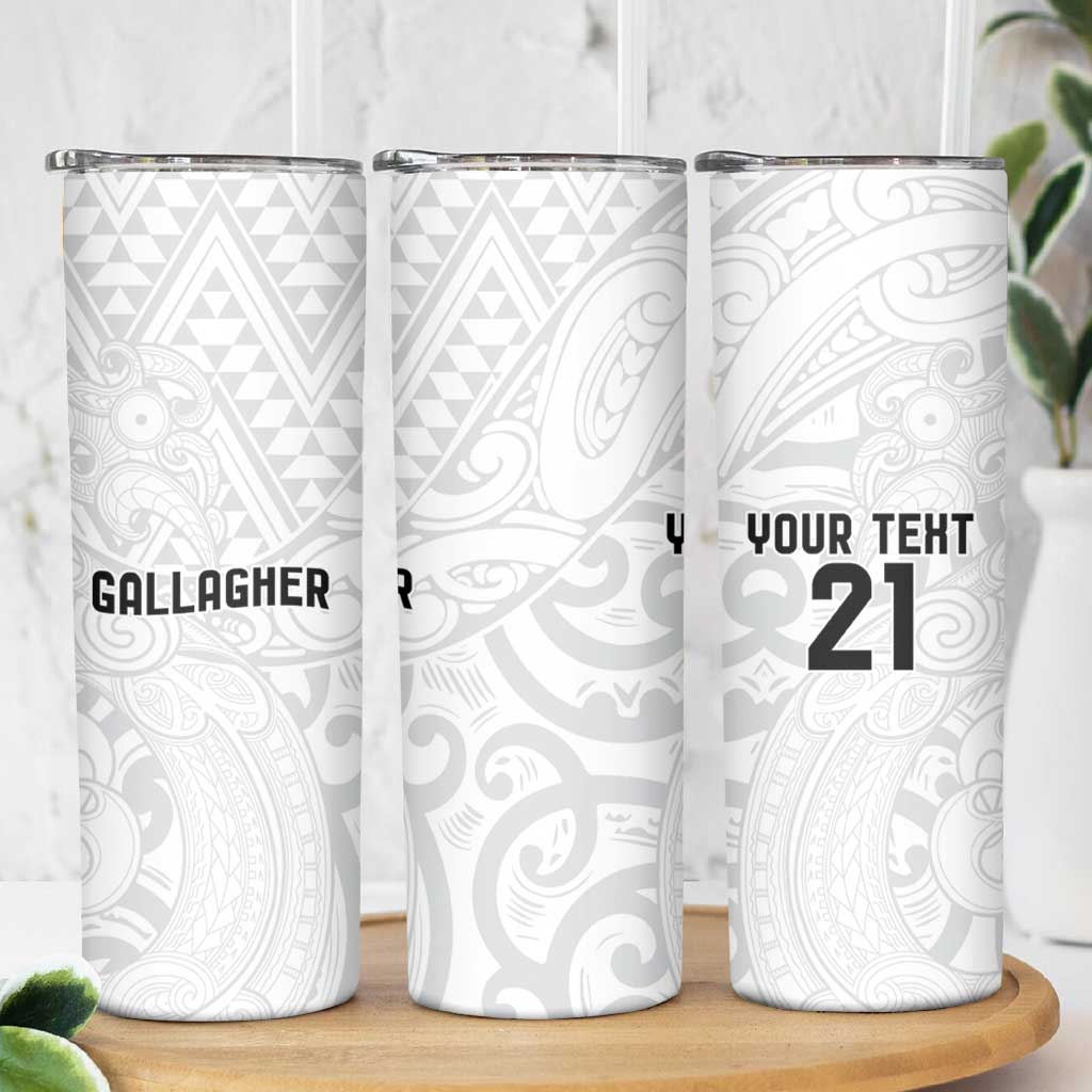 New Zealand Rangatira Custom Skinny Tumbler All White Niho Taniwha Maori Tribal LT9 - Polynesian Pride