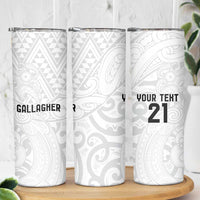 New Zealand Rangatira Custom Skinny Tumbler All White Niho Taniwha Maori Tribal LT9 - Polynesian Pride