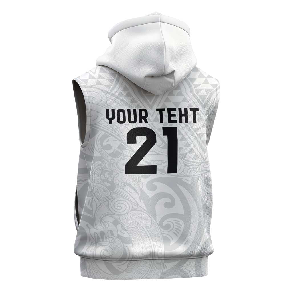New Zealand Rangatira Custom Sleeveless Hoodie All White Niho Taniwha Maori Tribal LT9 - Polynesian Pride