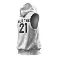 New Zealand Rangatira Custom Sleeveless Hoodie All White Niho Taniwha Maori Tribal LT9 - Polynesian Pride