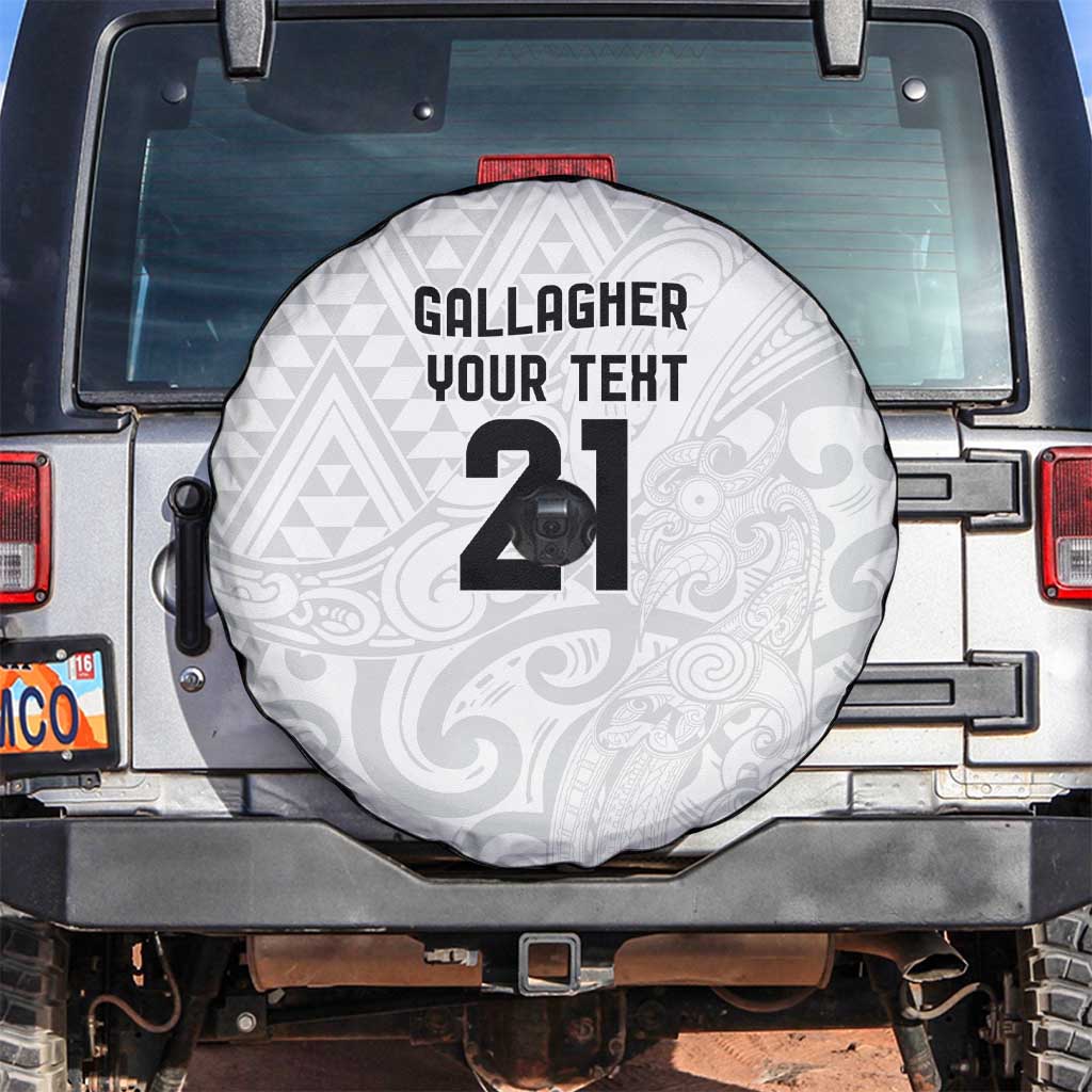 New Zealand Rangatira Custom Spare Tire Cover All White Niho Taniwha Maori Tribal LT9 White - Polynesian Pride