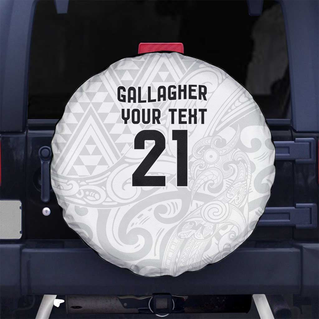 New Zealand Rangatira Custom Spare Tire Cover All White Niho Taniwha Maori Tribal LT9 No hole White - Polynesian Pride