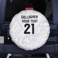New Zealand Rangatira Custom Spare Tire Cover All White Niho Taniwha Maori Tribal LT9 No hole White - Polynesian Pride