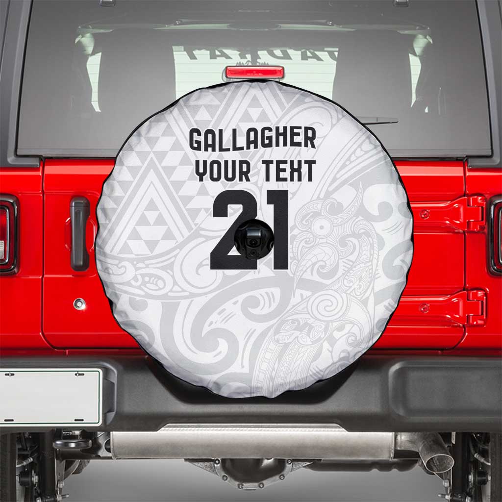New Zealand Rangatira Custom Spare Tire Cover All White Niho Taniwha Maori Tribal LT9 - Polynesian Pride