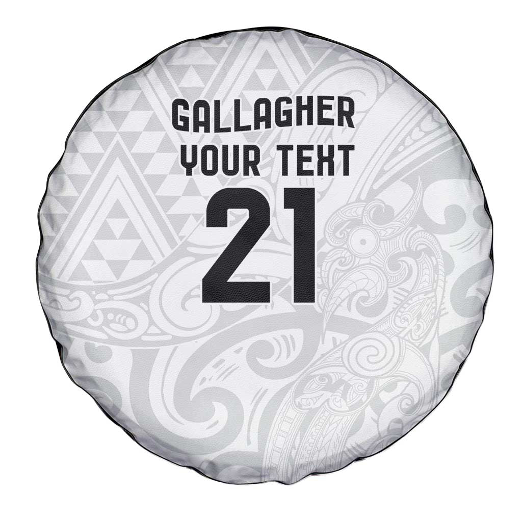 New Zealand Rangatira Custom Spare Tire Cover All White Niho Taniwha Maori Tribal LT9 - Polynesian Pride