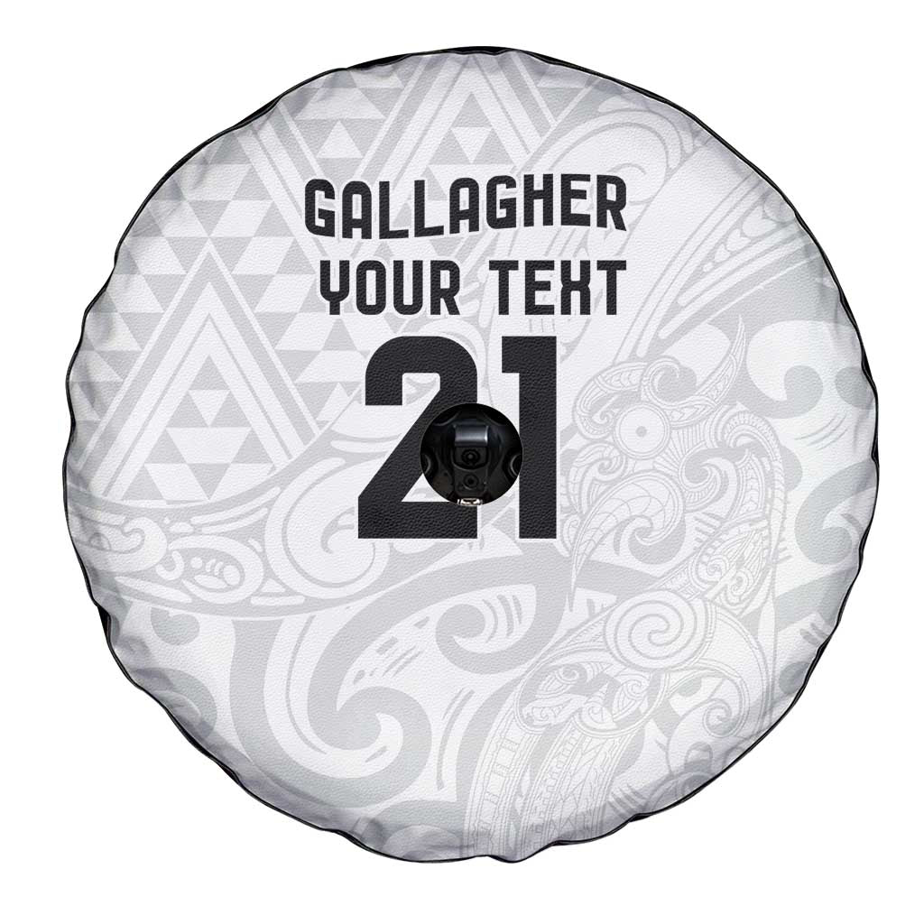 New Zealand Rangatira Custom Spare Tire Cover All White Niho Taniwha Maori Tribal LT9 - Polynesian Pride