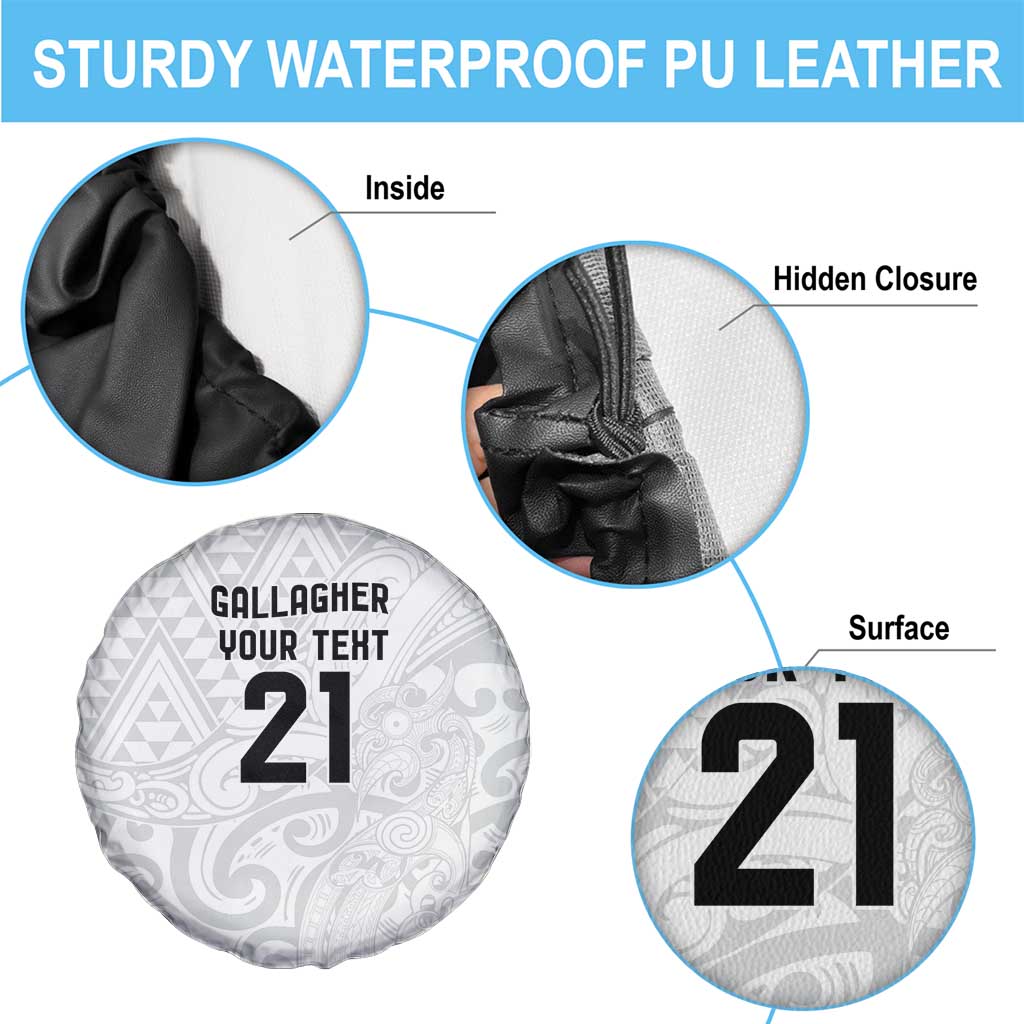 New Zealand Rangatira Custom Spare Tire Cover All White Niho Taniwha Maori Tribal LT9 - Polynesian Pride