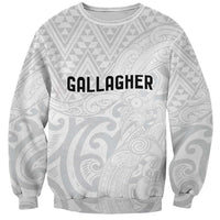 New Zealand Rangatira Custom Sweatshirt All White Niho Taniwha Maori Tribal