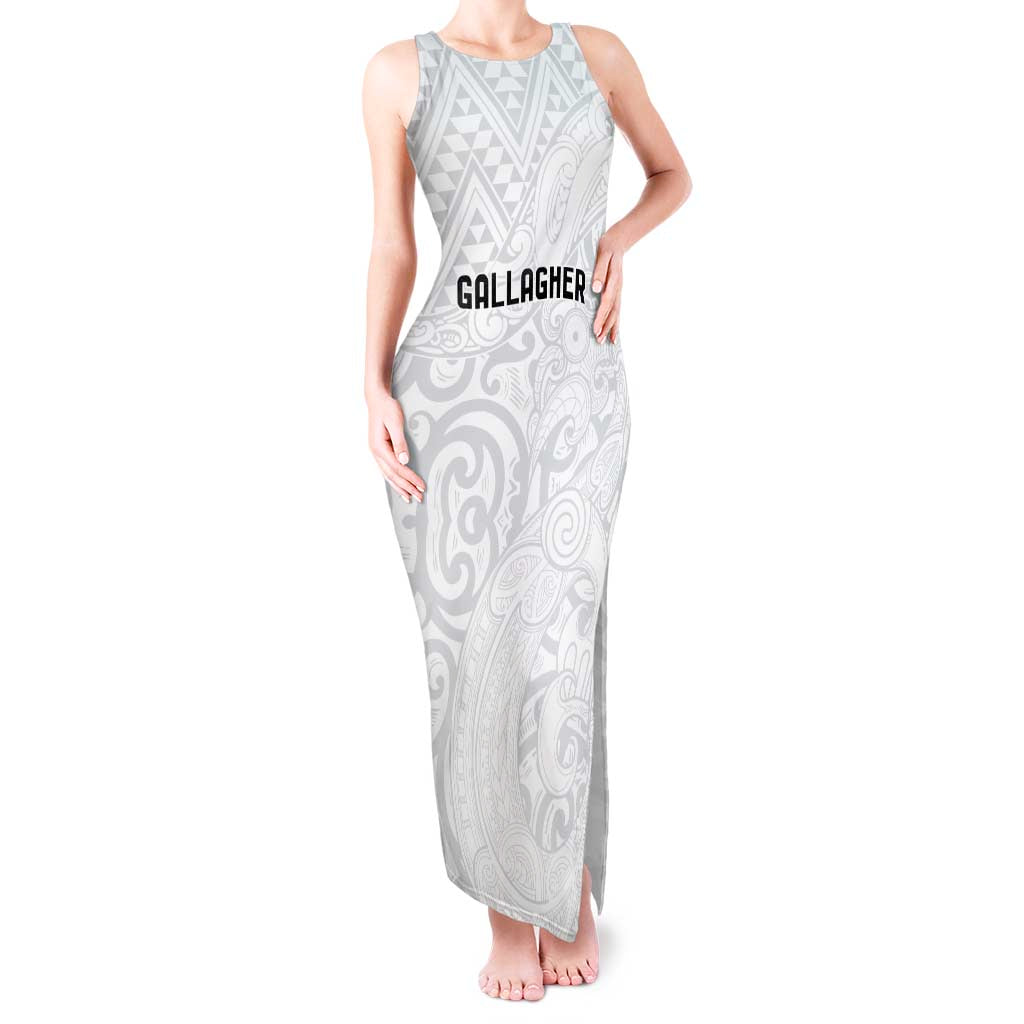 New Zealand Rangatira Custom Tank Maxi Dress All White Niho Taniwha Maori Tribal LT9 Women White - Polynesian Pride