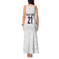 New Zealand Rangatira Custom Tank Maxi Dress All White Niho Taniwha Maori Tribal LT9 - Polynesian Pride