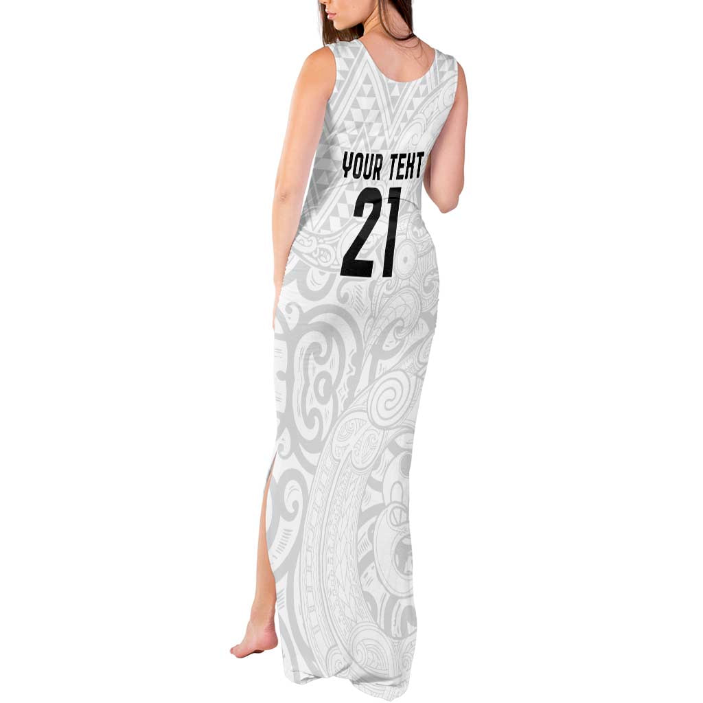 New Zealand Rangatira Custom Tank Maxi Dress All White Niho Taniwha Maori Tribal LT9 - Polynesian Pride