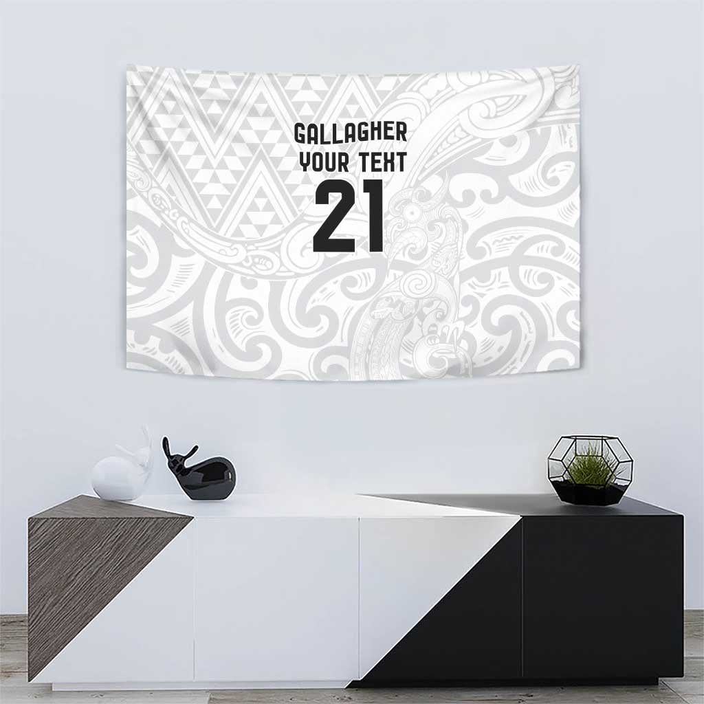New Zealand Rangatira Custom Tapestry All White Niho Taniwha Maori Tribal