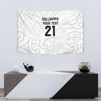 New Zealand Rangatira Custom Tapestry All White Niho Taniwha Maori Tribal