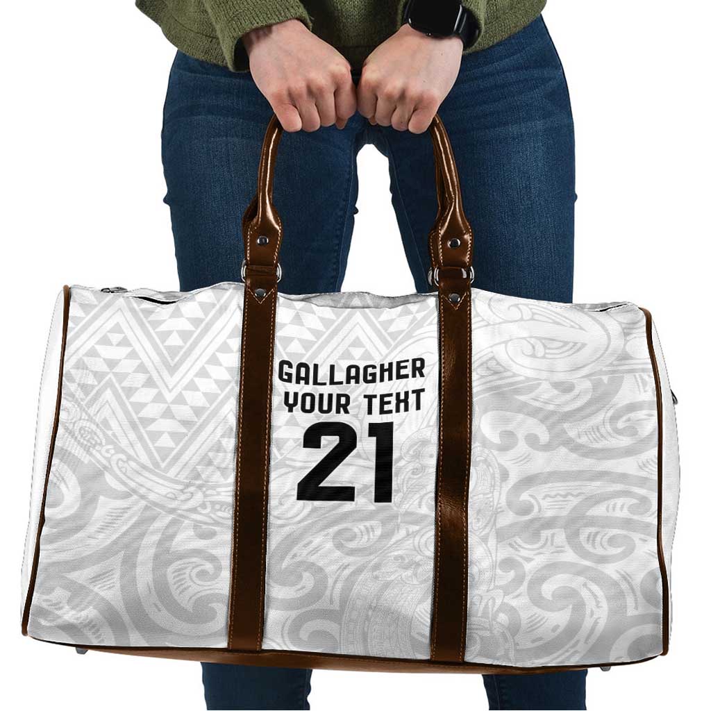 New Zealand Rangatira Custom Travel Bag All White Niho Taniwha Maori Tribal LT9 White - Polynesian Pride