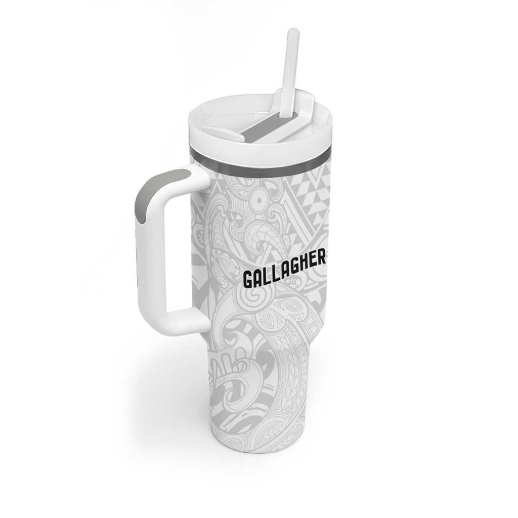 New Zealand Rangatira Custom Tumbler With Handle All White Niho Taniwha Maori Tribal LT9 - Polynesian Pride