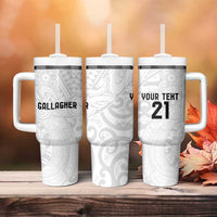 New Zealand Rangatira Custom Tumbler With Handle All White Niho Taniwha Maori Tribal LT9 - Polynesian Pride