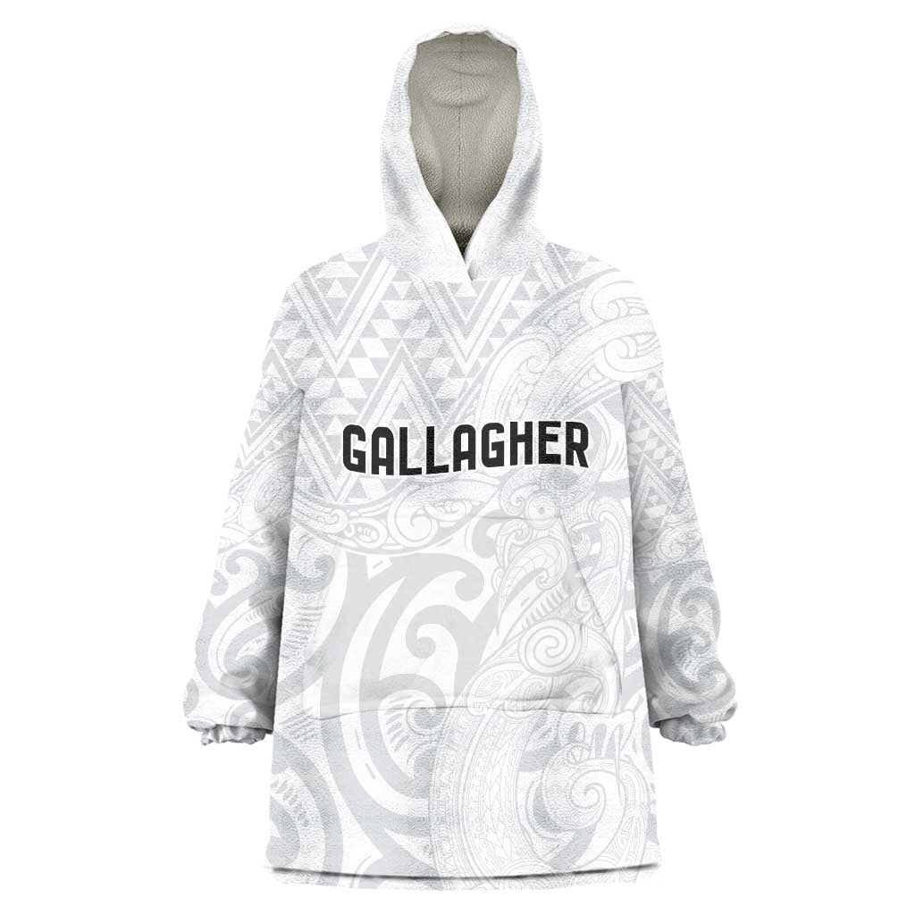 New Zealand Rangatira Custom Wearable Blanket Hoodie All White Niho Taniwha Maori Tribal LT9 One Size White - Polynesian Pride