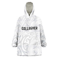 New Zealand Rangatira Custom Wearable Blanket Hoodie All White Niho Taniwha Maori Tribal LT9 One Size White - Polynesian Pride
