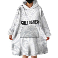 New Zealand Rangatira Custom Wearable Blanket Hoodie All White Niho Taniwha Maori Tribal LT9 - Polynesian Pride