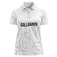 New Zealand Rangatira Custom Women Polo Shirt All White Niho Taniwha Maori Tribal LT9 Female White - Polynesian Pride
